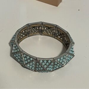 Silver and Teal pebbled Geometric Studded Earrings